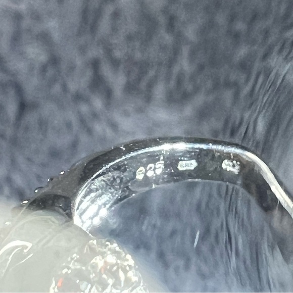 Sterling Onyx and Garnet Victorian Style Ring - Picture 6 of 10